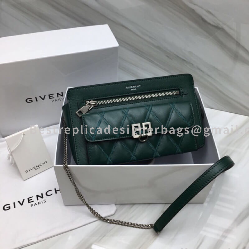 Givenchy Pocket Quilted Cowskin Leather Shoulder Bag Green GHW 29919